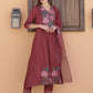Aline Embroidered Kurta With Pant & Embroidered Dupatta, Rust - Hiral Fashion