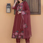 Aline Embroidered Kurta With Pant & Embroidered Dupatta, Rust - Hiral Fashion