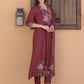 Aline Embroidered Kurta With Pant & Embroidered Dupatta, Rust - Hiral Fashion
