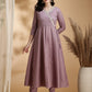 Angrakha Style Embroidered Anarkali Kurta With Pant & Dupatta, Mauve - Hiral Fashion