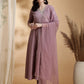 Angrakha Style Embroidered Anarkali Kurta With Pant & Dupatta, Mauve - Hiral Fashion
