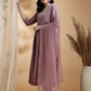 Angrakha Style Embroidered Anarkali Kurta With Pant & Dupatta, Mauve - Hiral Fashion