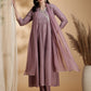 Angrakha Style Embroidered Anarkali Kurta With Pant & Dupatta, Mauve - Hiral Fashion
