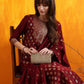 Banarasi Jacquard Kurta With Pant & Banarasi Jacquard Dupatta, Maroon - Hiral Fashion