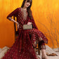 Banarasi Jacquard Kurta With Pant & Banarasi Jacquard Dupatta, Maroon - Hiral Fashion