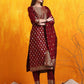 Banarasi Jacquard Kurta With Pant & Banarasi Jacquard Dupatta, Maroon - Hiral Fashion