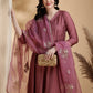 Angarkha Style Kurta With Pant & Embroidered Organza Dupatta, Mauve - Hiral Fashion