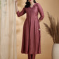Angarkha Style Kurta With Pant & Embroidered Organza Dupatta, Mauve - Hiral Fashion