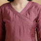 Angarkha Style Kurta With Pant & Embroidered Organza Dupatta, Mauve - Hiral Fashion