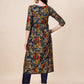 Alia Cut Printed & Embroidered Kurta With Pant & Dupatta Set, Multicolor - Hiral Fashion