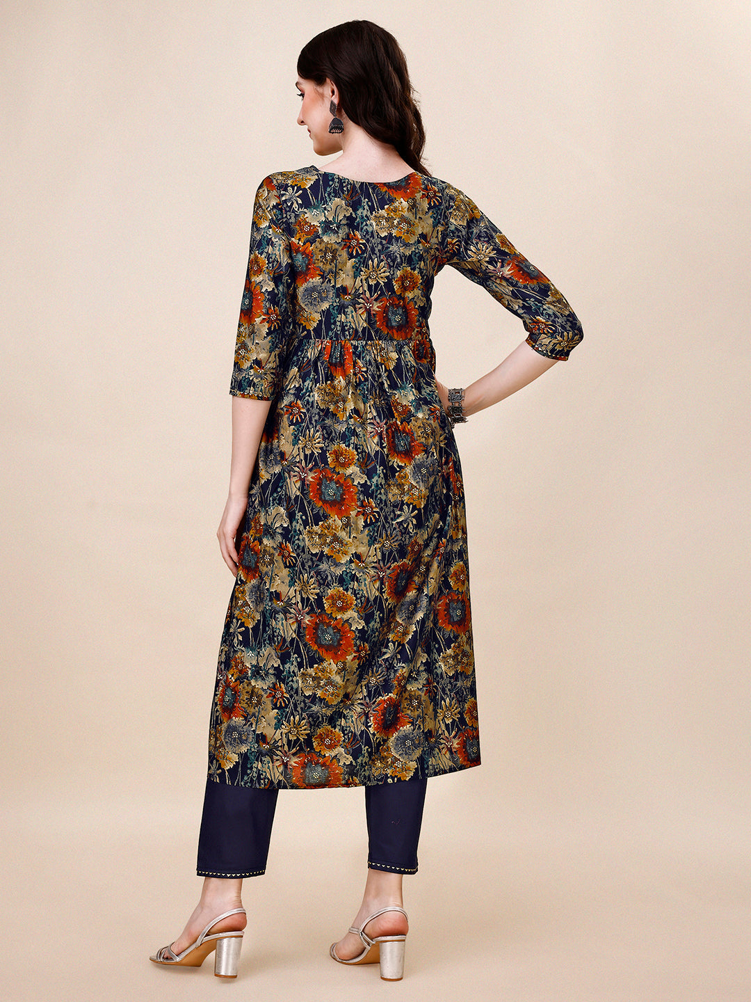 Alia Cut Printed & Embroidered Kurta With Pant & Dupatta Set, Multicolor - Hiral Fashion