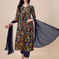 Alia Cut Printed & Embroidered Kurta With Pant & Dupatta Set, Multicolor - Hiral Fashion