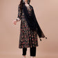 Alia Cut Embroidered & Floral Printed Rayon Kurta With Pant & Dupatta, Multicolor - Hiral Fashion