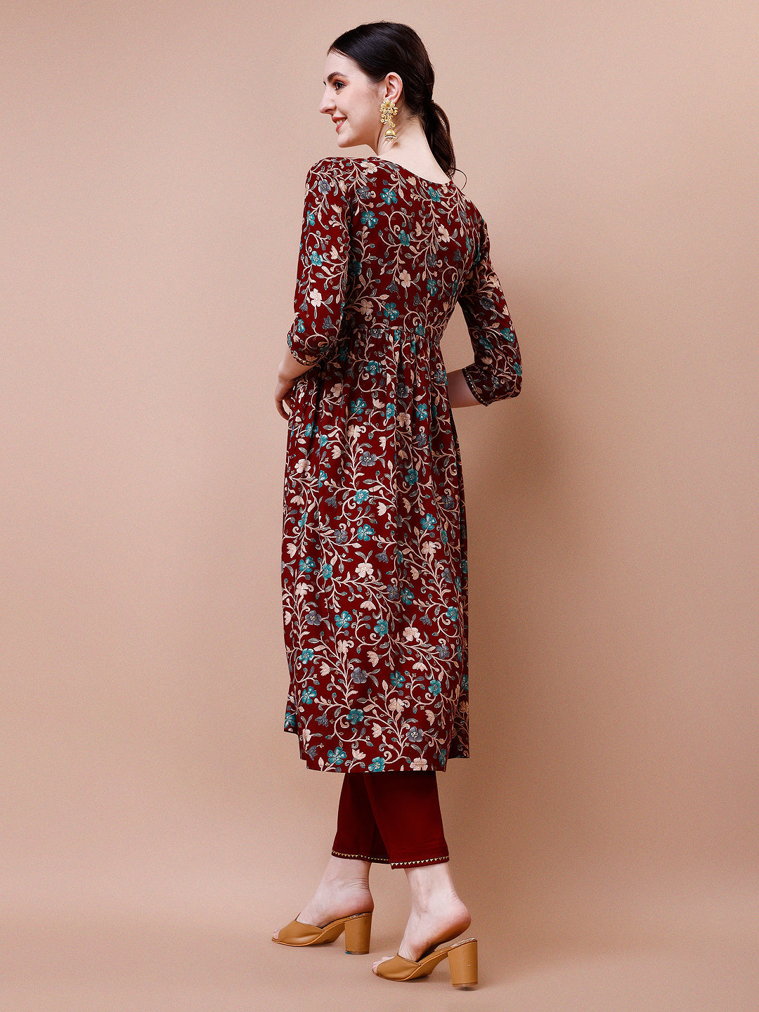 Alia Cut Embroidered & Floral Printed Rayon Kurta With Pant & Dupatta, Multicolor - Hiral Fashion
