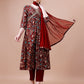 Alia Cut Embroidered & Floral Printed Rayon Kurta With Pant & Dupatta, Multicolor - Hiral Fashion