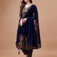 Alia Cut Botanical Printed & Embroidered Rayon Kurta With Pant & Dupatta, Multicolor - Hiral Fashion