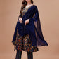 Alia Cut Botanical Printed & Embroidered Rayon Kurta With Pant & Dupatta, Multicolor - Hiral Fashion