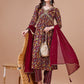 Alia Cut Botanical Printed & Embroidered Rayon Kurta With Pant & Dupatta, Multicolor - Hiral Fashion