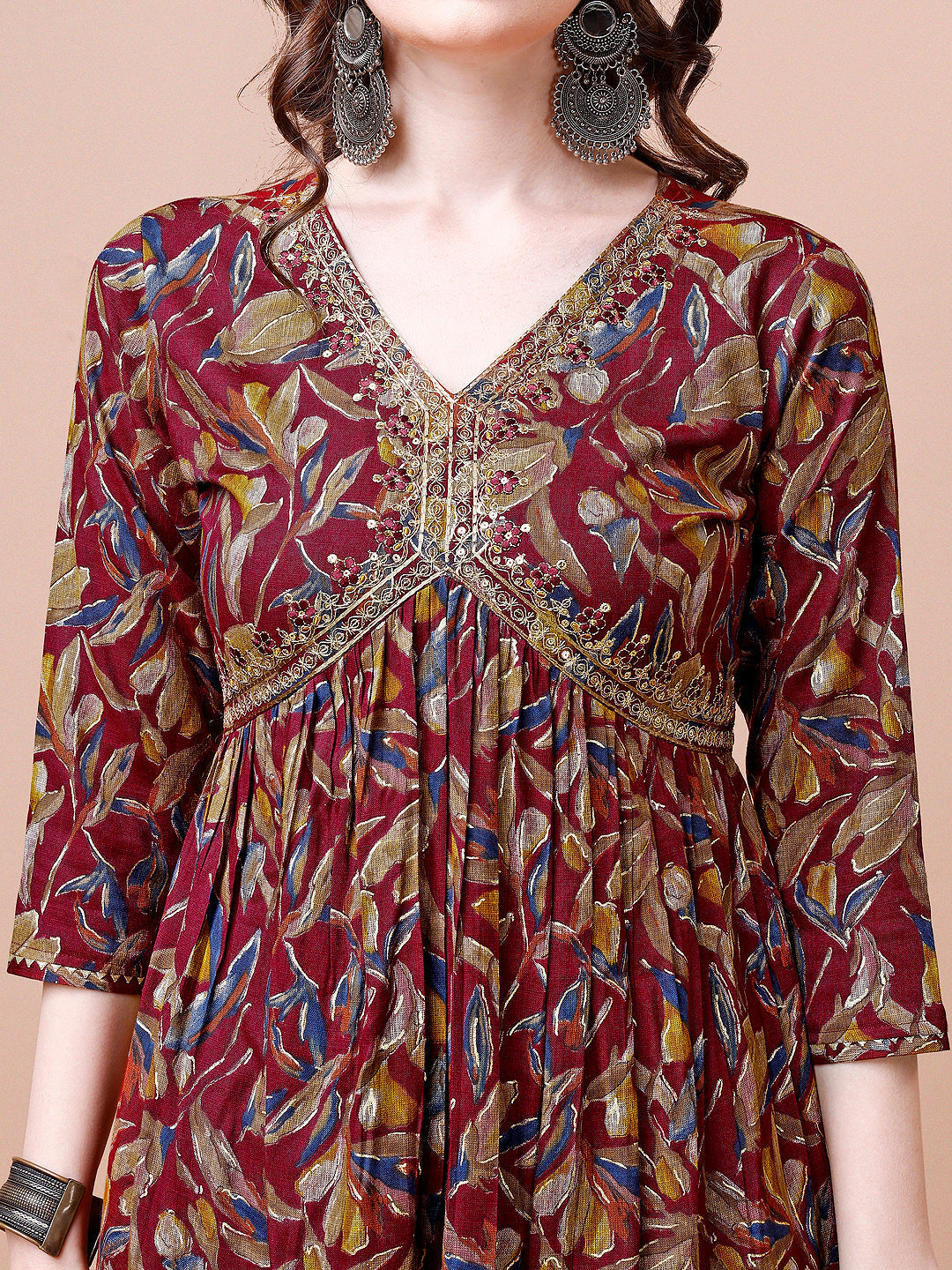 Alia Cut Botanical Printed & Embroidered Rayon Kurta With Pant & Dupatta, Multicolor - Hiral Fashion