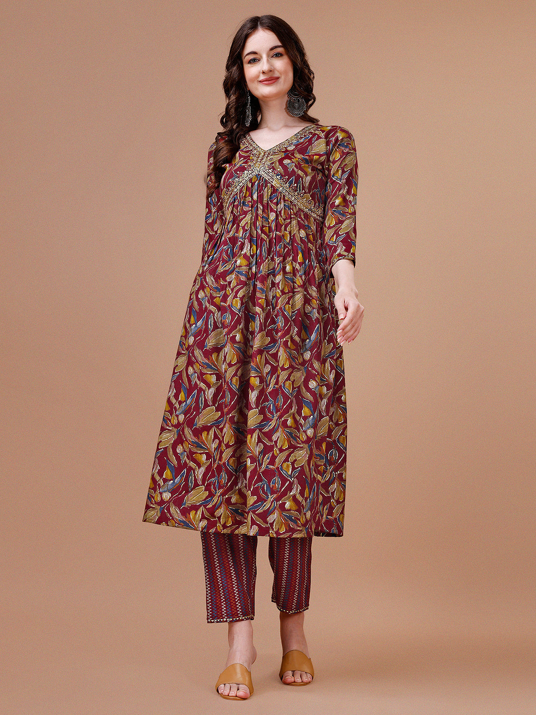 Alia Cut Botanical Printed & Embroidered Rayon Kurta With Pant & Dupatta, Multicolor - Hiral Fashion