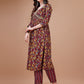 Alia Cut Botanical Printed & Embroidered Rayon Kurta With Pant & Dupatta, Multicolor - Hiral Fashion