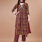 Alia Cut Botanical Printed & Embroidered Rayon Kurta With Pant & Dupatta, Multicolor - Hiral Fashion