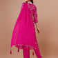 Alia Cut Hand Embroidered Floral Print Kurta With Pant & Dupatta, Multicolor - Hiral Fashion
