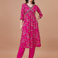 Alia Cut Hand Embroidered Floral Print Kurta With Pant & Dupatta, Multicolor - Hiral Fashion