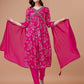 Alia Cut Hand Embroidered Floral Print Kurta With Pant & Dupatta, Multicolor - Hiral Fashion
