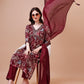 Alia Cut Hand Embroidered Floral Print Kurta With Pant & Dupatta, Multicolor - Hiral Fashion