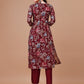 Alia Cut Hand Embroidered Floral Print Kurta With Pant & Dupatta, Multicolor - Hiral Fashion