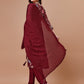 Alia Cut Hand Embroidered Floral Print Kurta With Pant & Dupatta, Multicolor - Hiral Fashion