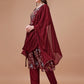 Alia Cut Hand Embroidered Floral Print Kurta With Pant & Dupatta, Multicolor - Hiral Fashion