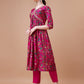 Alia Cut Embroidered & Floral Printed Kurta With Pant & Dupatta, Multicolor - Hiral Fashion