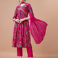 Alia Cut Embroidered & Floral Printed Kurta With Pant & Dupatta, Multicolor - Hiral Fashion