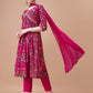 Alia Cut Embroidered & Floral Printed Kurta With Pant & Dupatta, Multicolor - Hiral Fashion