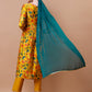 Alia Cut Embroidered & Floral Printed Kurta With Pant & Dupatta, Multicolor - Hiral Fashion
