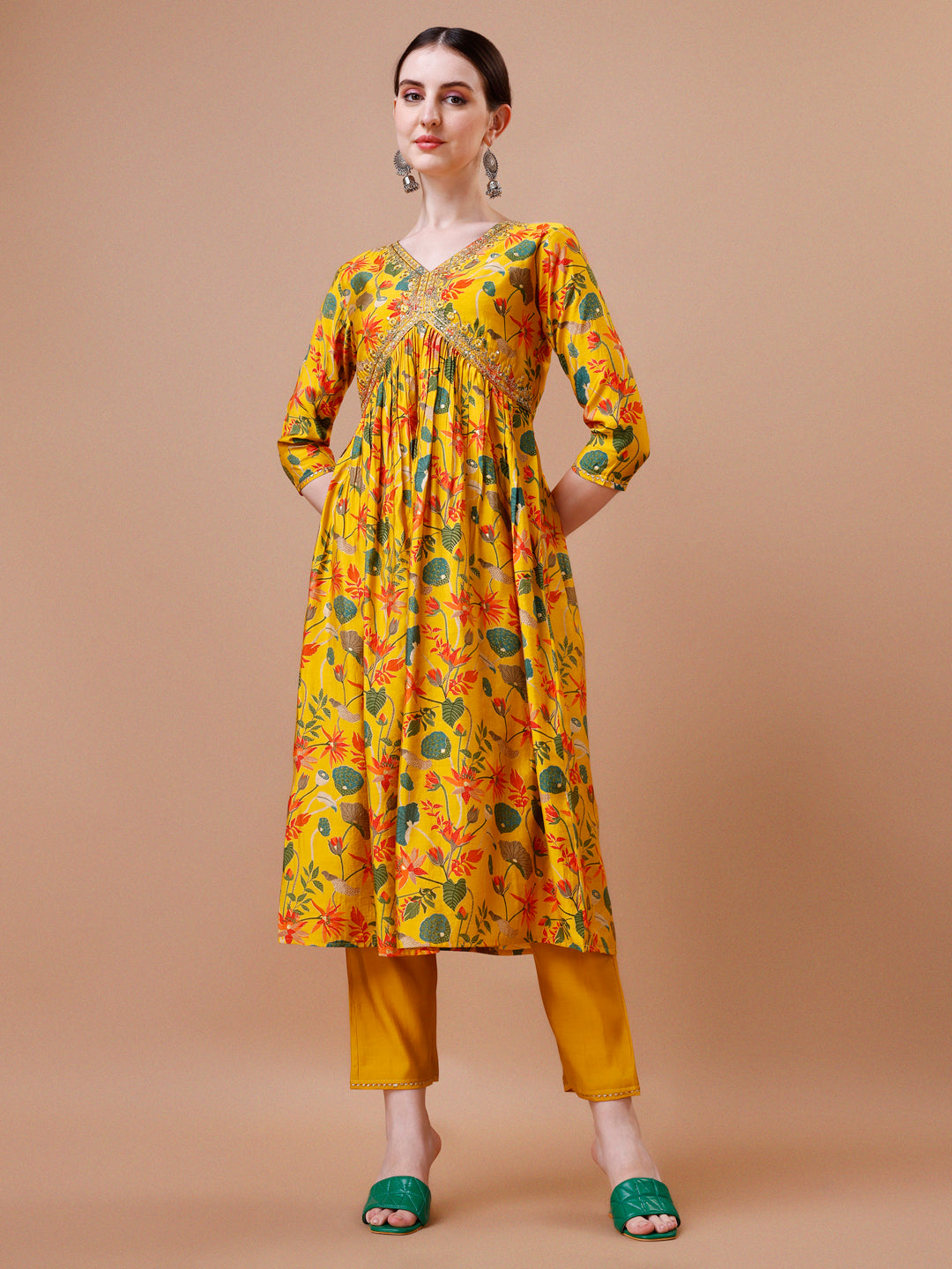 Alia Cut Embroidered & Floral Printed Kurta With Pant & Dupatta, Multicolor - Hiral Fashion