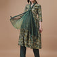 Alia Cut Printed & Embroidered Kurta With Pant & Dupatta, Multicolor - Hiral Fashion