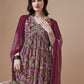 Alia Cut Printed & Embroidered Kurta With Pant & Dupatta, Multicolor - Hiral Fashion