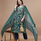 Alia Cut Printed & Embroidered Kurta With Pant & Dupatta, Multicolor - Hiral Fashion