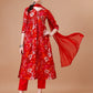 Alia Cut Floral Printed & Embroidered Kurta With Pant & Dupatta, Multicolor - Hiral Fashion
