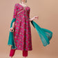 Alia Cut Embroidered & Floral Printed Kurta With Pant & Dupatta, Multicolor - Hiral Fashion