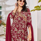 Alia Cut Floral Embroidered Kurta With Pant & Dupatta, Multicolor - Hiral Fashion