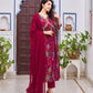 Alia Cut Embroidered & Floral Printed Kurta With Pant & Dupatta, Multicolor - Hiral Fashion