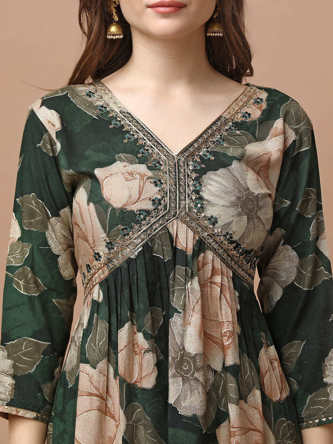 Alia Cut Rayon Embroidered & Floral Printed Kurta With Pant & Dupatta Premium, Multicolor - Hiral Fashion