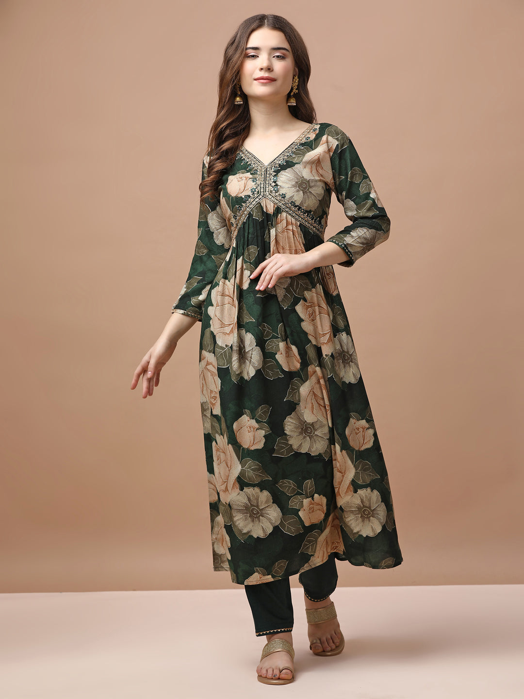 Alia Cut Rayon Embroidered & Floral Printed Kurta With Pant & Dupatta Premium, Multicolor - Hiral Fashion