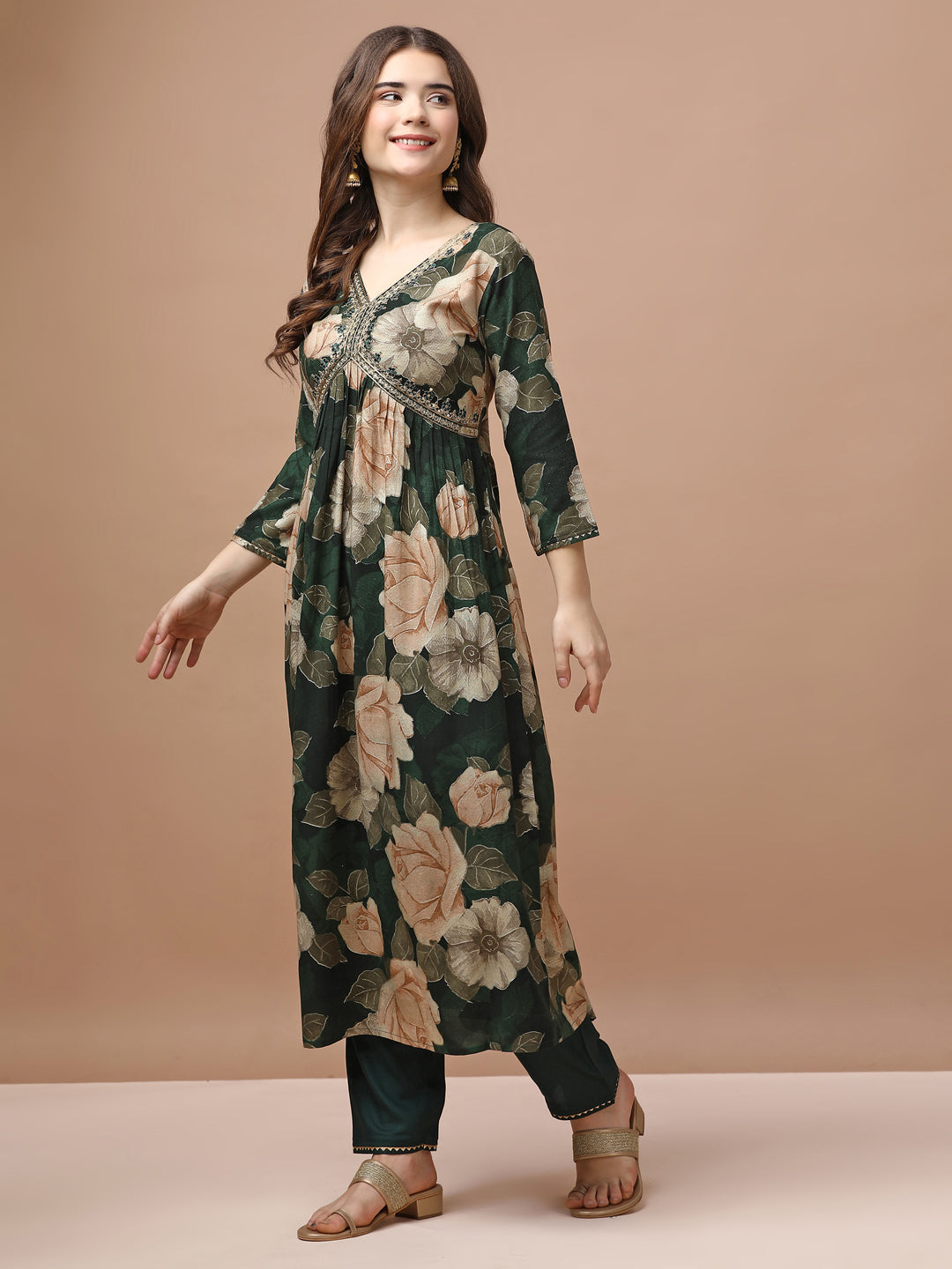 Alia Cut Rayon Embroidered & Floral Printed Kurta With Pant & Dupatta Premium, Multicolor - Hiral Fashion