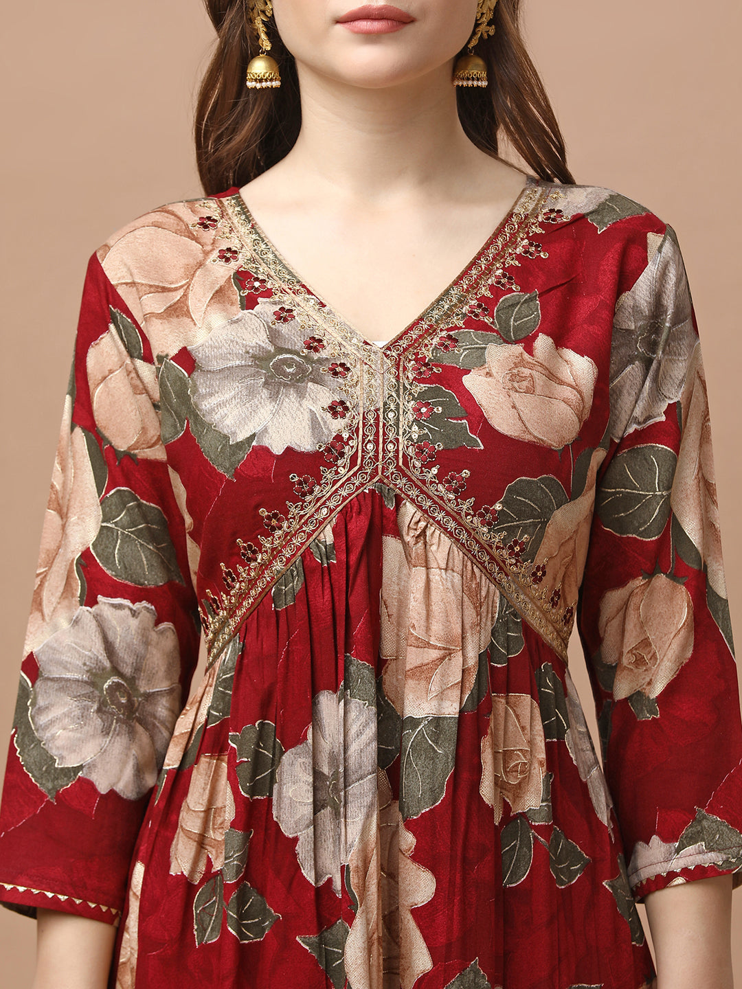Alia Cut Rayon Embroidered & Floral Printed Kurta With Pant & Dupatta Premium, Multicolor - Hiral Fashion