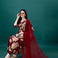 Alia Cut Rayon Embroidered & Floral Printed Kurta With Pant & Dupatta, Multicolor - Hiral Fashion